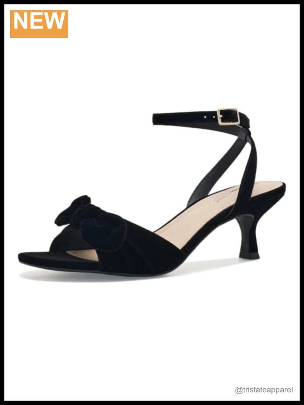 Velvet Strappy Heeled Sandals with Bow & Ankle Strap